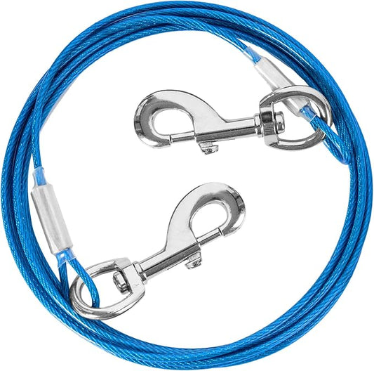 10FT Heavy Duty Dog Tie Out Cable for Large Dogs up to 125lbs, Durable Runner Tether Line (Blue)