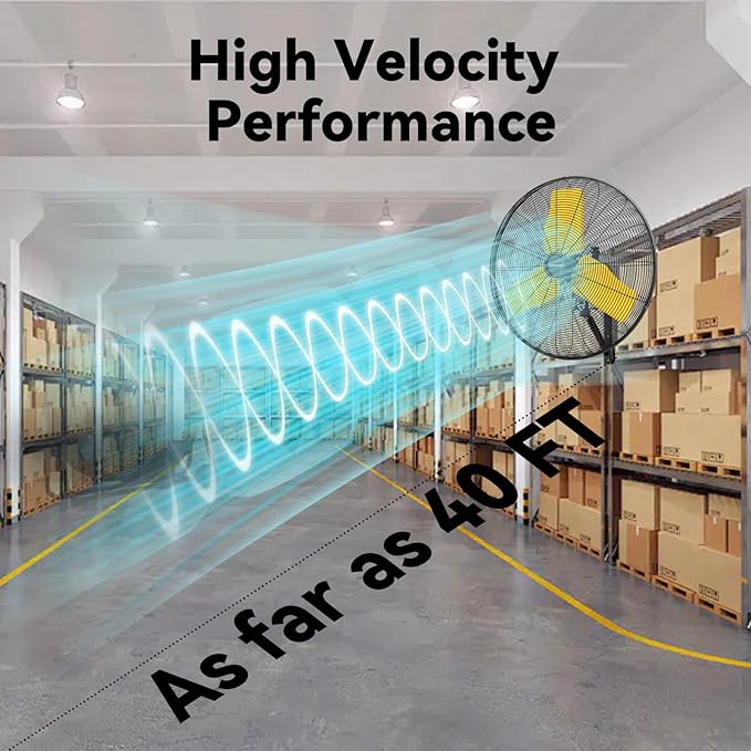 24 Inch 9500 CFM Waterproof Wall Fan Pro Series - Outdoor High Velocity Wall Mount Fan with Enclosed Motor for Residential, Warehouse, Patio, Shop, Garage, Barn UL Safety Listed