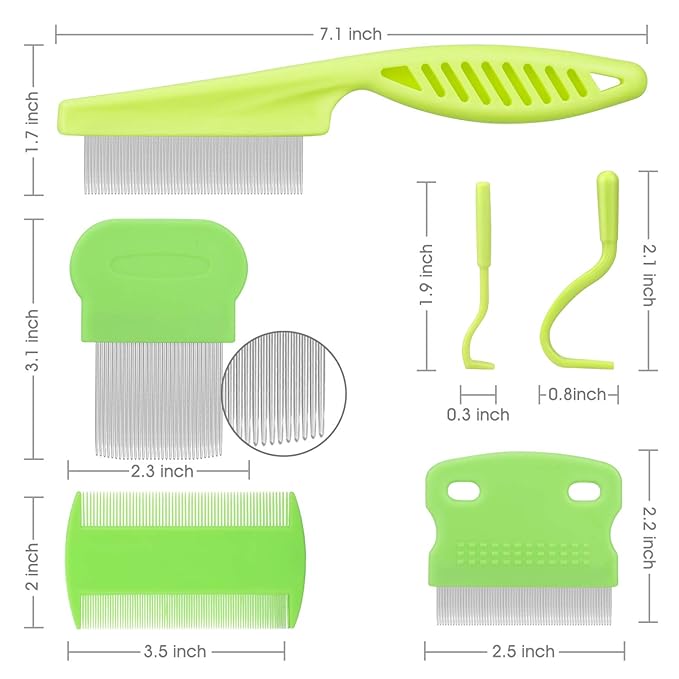 Cat & Dog Grooming Set - Fine Tooth Comb For Grooming And Removing Dandruff Flakes Remove Float Hair Tear Marks (green)