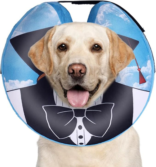 CuteBone Inflatable Dog Neck Donut with Removable Soft Fleece Covers for Small/Medium/Large Dogs and Cats After Surgery GWB13XL