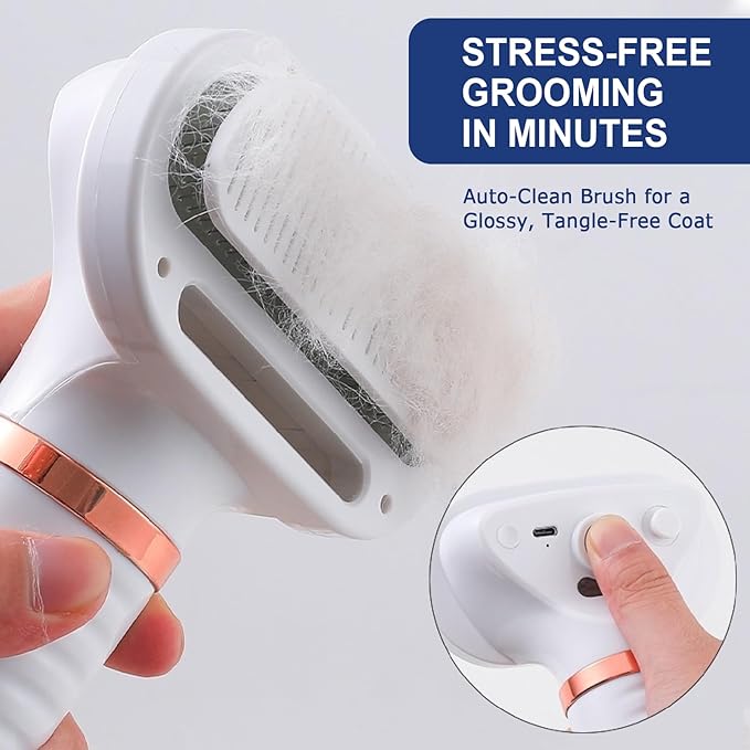 3-in-1 Pet Hair Dryer Brush for Dogs & Cats Portable, Dog Hair Blower & Slicker Brush Adjustable Temp (Low/Middle/High), Overheat Protection