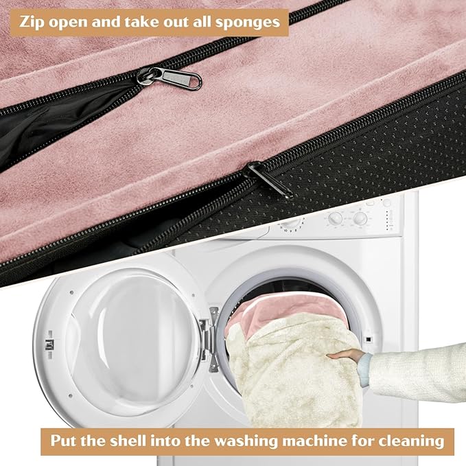 Comfort Expression Medium Dog Beds Waterproof Orthopedic Foam Dog Sofa Beds for Medium Large Dogs Comfy Pet Bed with Washable Removable Cover & Non-Slip Bottom(Medium,Pink)