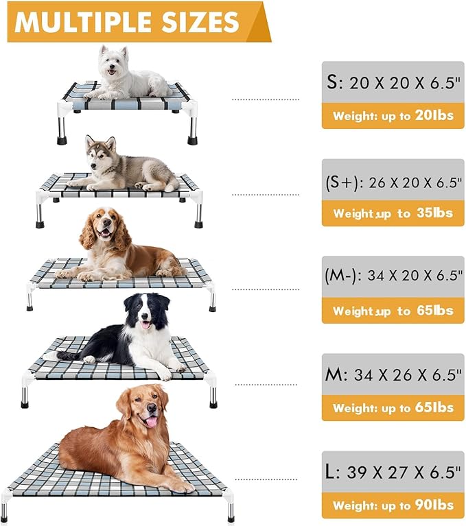 Elevated Outdoor Raised Dog Bed Outdoor Dogs Bed Lifted Pet Hammock Bed Dog Cot for Large Pet Taste Life, Start with A Pet Bed 39'' x 27'' x 6.5''