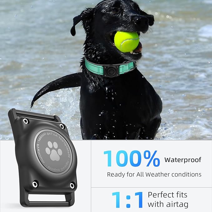 Airtag Dog Collar - 100% Waterproof Air tag Dog Collar Holder for Apple AirTag, Reflective, Soft Padded, Everlasting, GPS Dog Collar for Small Medium Large Dogs (Teal, M)