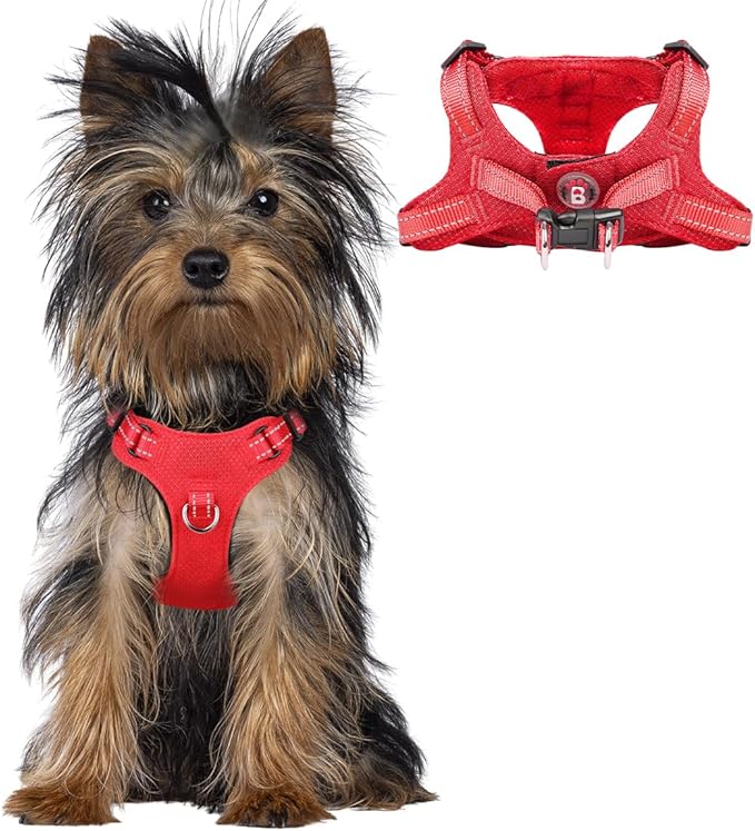 Dog Harness Step in Dog Vest Harness, Reflective Adjustable Puppy No Pull Harness Breathable Soft for Small and Medium Dogs Cats, Red, XXS