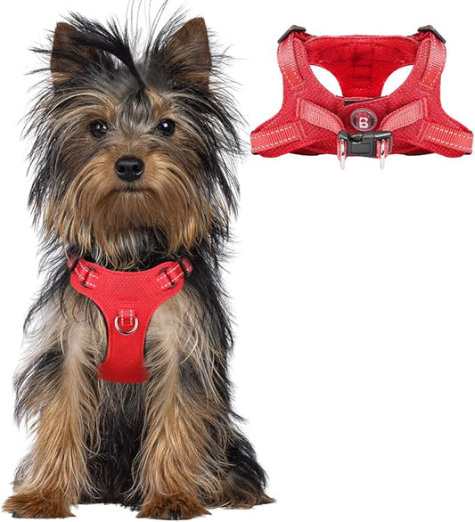 Dog Harness Step in Dog Vest Harness, Reflective Adjustable Puppy No Pull Harness Breathable Soft for Small and Medium Dogs Cats, Red, XXS