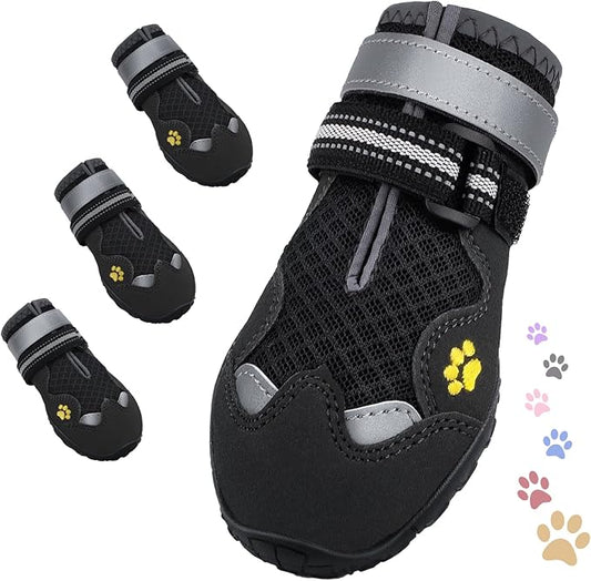 Dog Shoes for Large Medium Small Dog, Mesh Breathable Dog Shoes for Hot Pavement, Anti-Slip Dogs Boots Paw Protectors with Reflective for Outdoor Walking Indoor Hardfloors (Size 3)