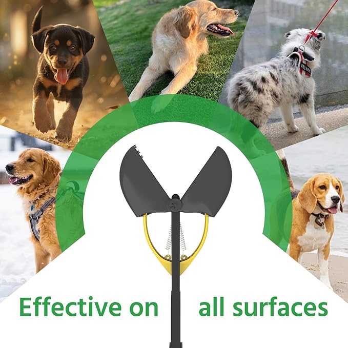 32" Heavy Duty Dog Pooper Scooper for Large Dogs, Extra Long Handle Foldable Poop Pick Up Tool with Durable Spring, Great for Yard, Lawns, Grass, Dirt, Gravel