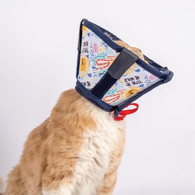 Cat Cone Collar – Colorful Cat Pattern - Lightweight Recovery Cone for Cats, Anti-Lick & Anti-Scratch, Vet Recommended, Elizabethan Collar (Colorful, XXS [Neck Girth: 7.5"-10.3"])