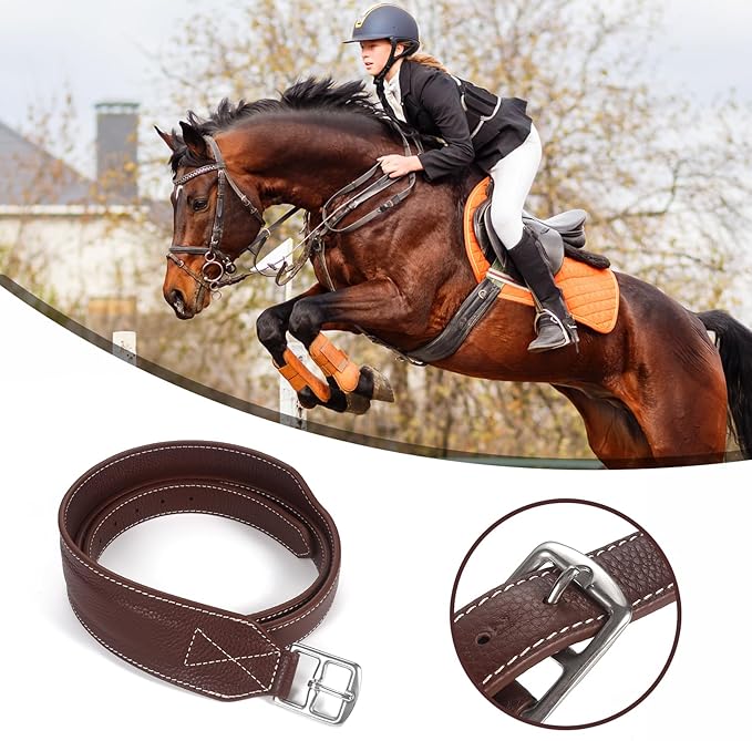 Jeereal Stability Stirrup Leathers with Strong Nylon Core for Equestrian Riding Wide Body English Stirrup Leathers
