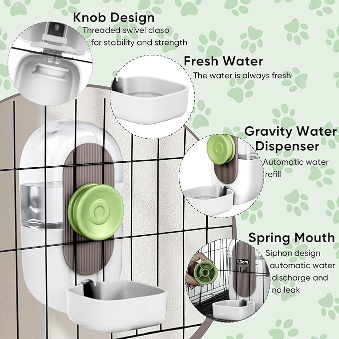 28oz Hanging Automatic Water Dispenser，Rabbit Water Bottle,Bunny Guinea Pig Ferret Water Bowl for Cage,Suitable for Small Animal Puppies(Cage Grid Spacing Over 1.2'')