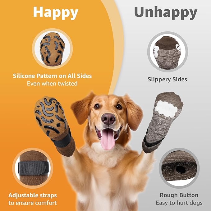 Double Sides Non-Slip Dog Socks to Prevent Licking Paws - Strong Traction for Paw Protector, Senior Dogs, Hardwood Floors, Dog Booties with Grippers X-Small