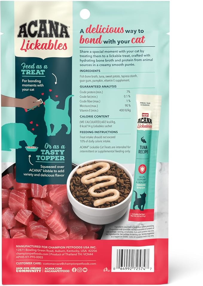 ACANA Lickables Cat Treats Tuna Recipe .5oz Tubes (5 Count)