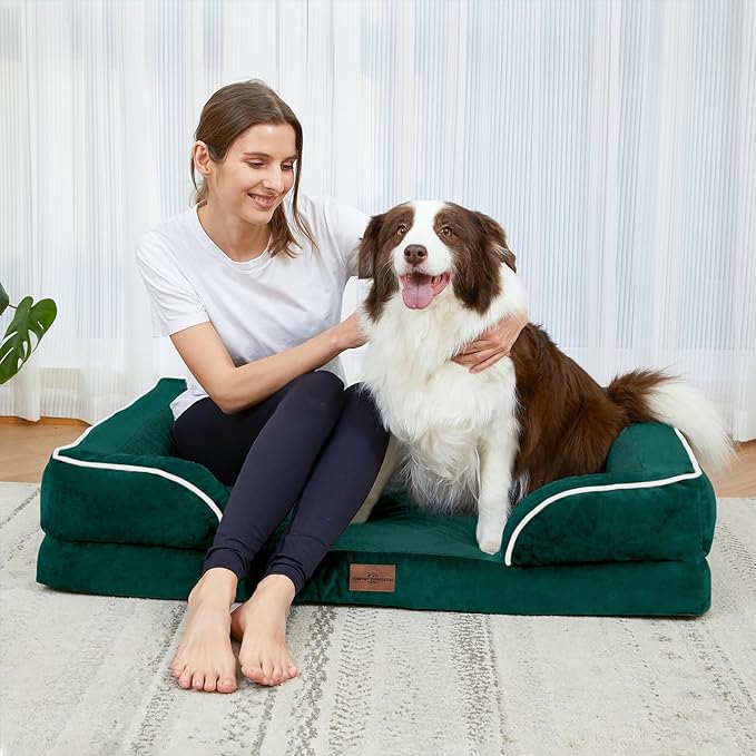 Comfort Expression Small Dog Beds Waterproof Orthopedic Foam Dog Sofa Beds for Medium Dogs Comfy Pet Bed with Washable Removable Cover & Non-Slip Bottom(Small,Emerald)