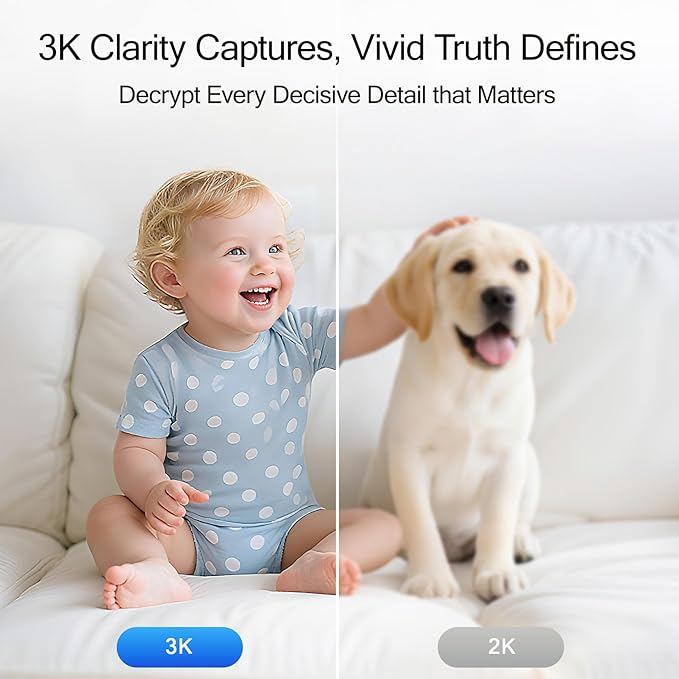 3K Pet/Dog Camera Indoor w/Phone App, No Monthly Fee 64GB Local Storage & AI Tracking Face ID, 2.4/5GHz WiFi Cameras for Home Security Baby Monitor, Pan/Tilt, 2-Way Talk