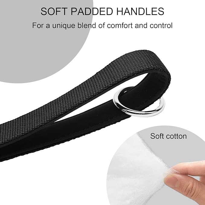 20” Strong Short Leash for Dog, Heavy Duty Bungee Dogs Leash with Padded Handle Car Seatbelt, Small Dog Training Leashs for Large or Medium Dogs - Can be Used with Other leashes (Black)