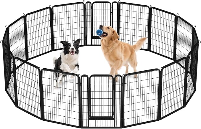 40 Inch Dog Playpen - 16 Panels Metal Pet Exercise Pen for Medium-Large Dogs, Indoor/Outdoor Dog Fence for Yard, Garden, Camping & RV Travel