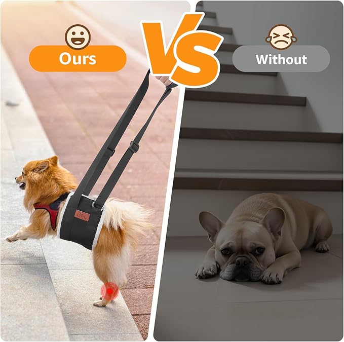 Adjustable Dog Lift Harness, Dog Sling for Large Dogs Lift Support and Rehab Harness for Weak Rear Legs, Soft Hind Leg Support Helps Senior, Injured, Disabled and After ACL Surgery Dogs(Black,Small)