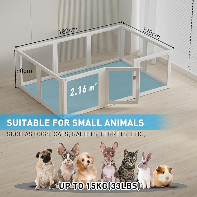 Citylife Dog Playpen with Door Clear Pet Playpen for Indoor Outdoor Easy to Install and Remove Puppy Playpen for Dogs, Cats, Bunnies, Pigs, 10 Panels