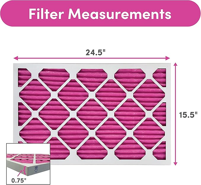 Colorfil 16x25x1 Air Filter (4-Pack) | Made in the USA | Color Changing | Remove Cat and Dog Odor | MERV 8 for Pet Hair Dander and Dust | 15.5"x24.5"x0.75" Exact Size