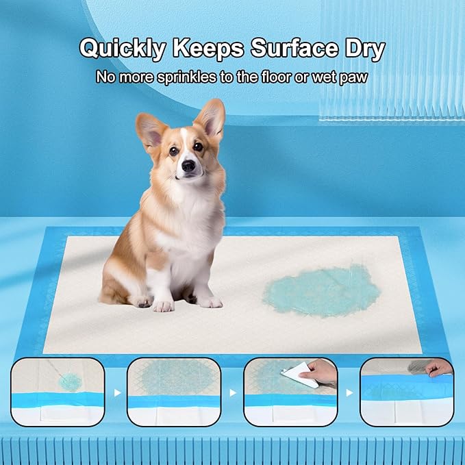Gardner Pet Ultra Absorbent Thicker Dog Pee Pads Extra Large XL 28"x37" Leak-Proof Odor-Control Blue Puppy Training Pads Full Edge-Wrapping Pad for Dogs Dogs, Puppies, Doggie, Cats, Rabbits - 50 Ct