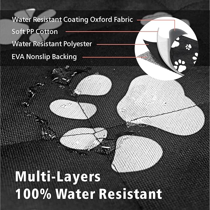 F-color SUV Cargo Liner for Dogs, Water Resistant Pet Cargo Cover Dog Seat Cover Mat for SUVs Sedans Vans with Bumper Flap Protector, Non-Slip, Large Size Universal Fit, Paw Print