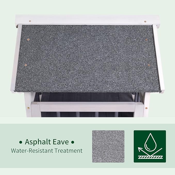 GEGURI Outdoor Cat House Weatherproof, Wooden Two-Story Feral Cat Shelter with, Escape Door, Balcony