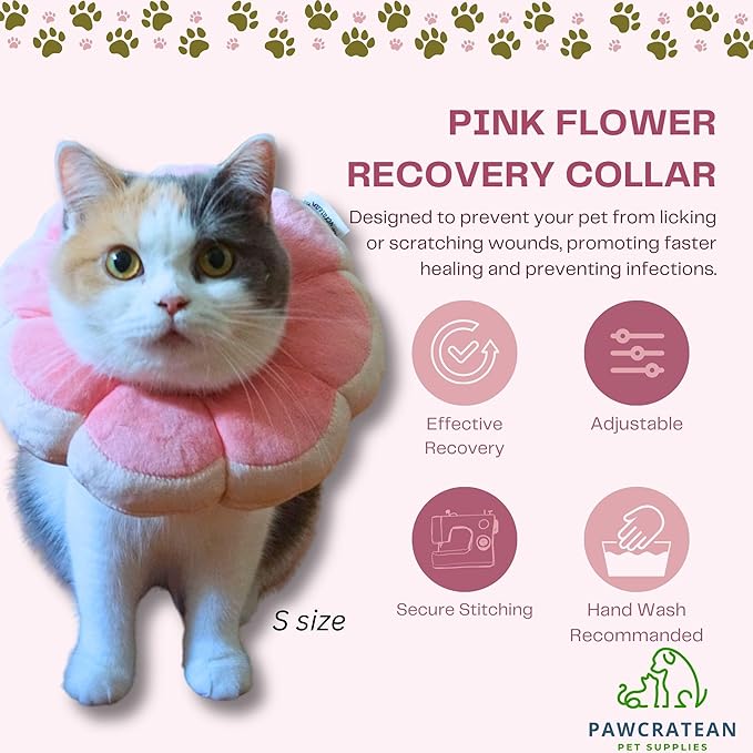 Adjustable Comfy Flower Style Elizabeth Collar for Cats and Puppies Soft Recovery Cone Pet Protective Neck Collar (Pink, Medium)