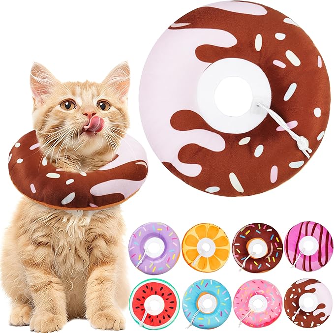 Cat Cone Collar Soft, Cat Recovery Collar for Wound Healing Cute Cat Adjustable Cat Cones to Stop Licking Comfortable Lightweight Neck Elizabethan Collars for Cats Purple