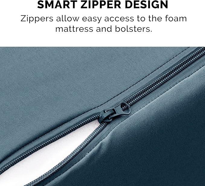 Furhaven Cooling Gel Dog Bed for Medium/Small Dogs w/ Removable Bolsters & Washable Cover, For Dogs Up to 35 lbs - Pinsonic Quilted Paw L Shaped Chaise - Bluestone, Medium