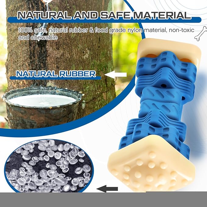 Aliceset 2 Pcs Dog Toys for Aggressive Chewers Tough Durable Indestructible Puzzle Interactive Dog Cognitive Chew Toys with Beef Flavor, Safe Rubber Bone Shape Enrichment Gift to Keep Them Busy