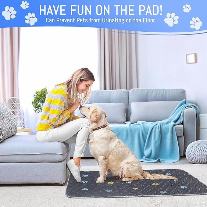 Aitmexcn Washable Puppy Dog Pee Pad, 100% Waterproof Whelping Training Mat for Puppy/Senior Dog, Fast Drying Reusable Puppy Pads for Indoor, Outdoor and Car Travel- 72'' x 72''- 1PC