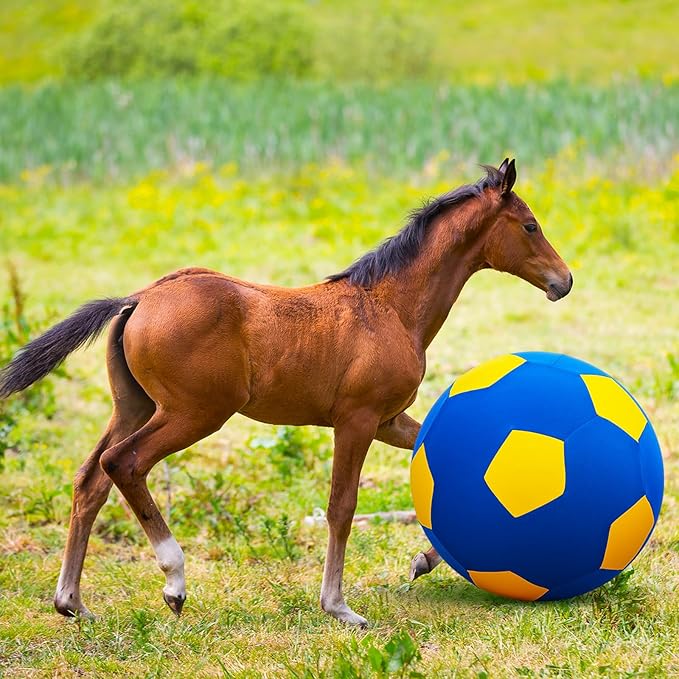 40inch Giant Herding Ball with Ball Cover Anti Burst Please Watch VCR for How to Inflation Horse Toys for Horses Stall Entertainment Play, Pump Included(Yellow,Stylish)