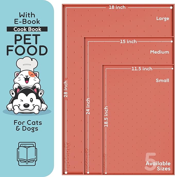 Dog Food Mat - 28x18 Raised Edges Dogs Mat for Food and Water Prevent Spill, Waterproof Cat Food Mats Protect Floors, Easy Clean Dog Bowl Mats for Food and Water, Silicone Pet Feeding Placemats