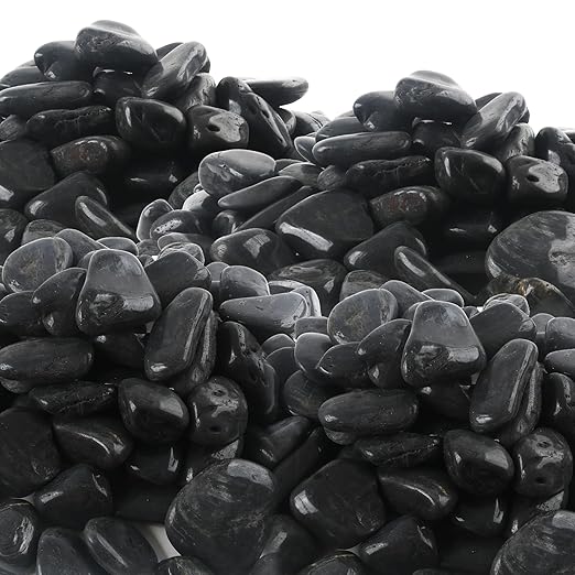 45LB 1"-2" Black Rocks for Plants, Polished Pebbles for Garden Landscaping, Planters,Aquarium,Vase Fillers, Indoor & Outdoor Decor
