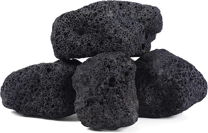 6-8 Inches Large Natural Black Lava Rock 4 PCS Aquarium Rocks for Aquascaping, Aquarium Landscaping, Terrariums, Fish Tank Decoration, Vivariums, Paludarium, Reptile and Amphibian Enclosures