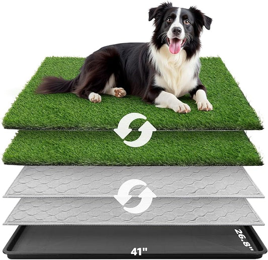 Dog Grass Large Potty Patch, Dog Litter Boxes Artificial Grass Bathroom Turf for Pet Training, Washable Puppy Pee Pad, Perfect Indoor/Outdoor Portable Potty Pet Loo