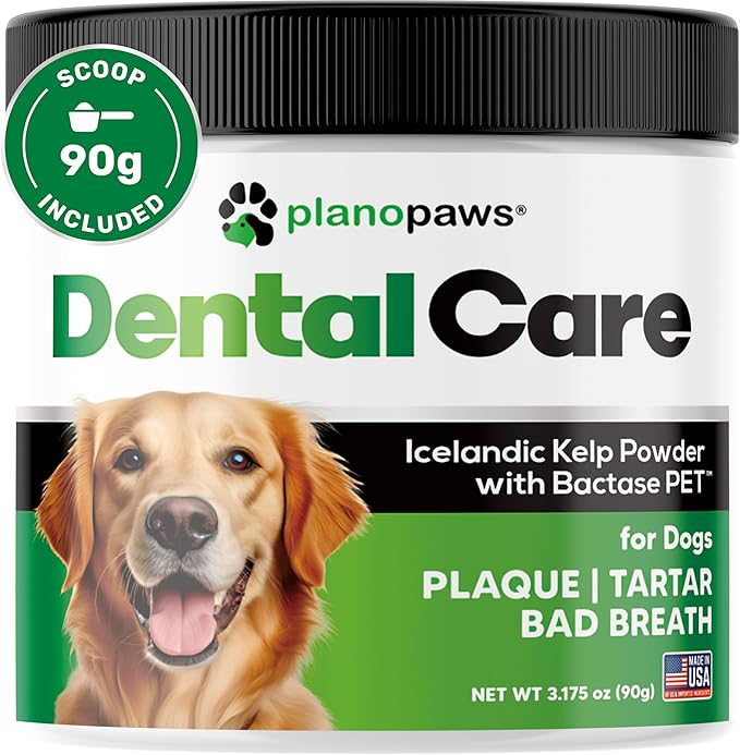 Dog Teeth Cleaning Powder - Plaque and Tartar Remover - Dental Powder with Bactase PET - Breath Freshener for Overall Dental Care - Supports Mouth, Teeth, and Gum Health for All Ages and Sizes