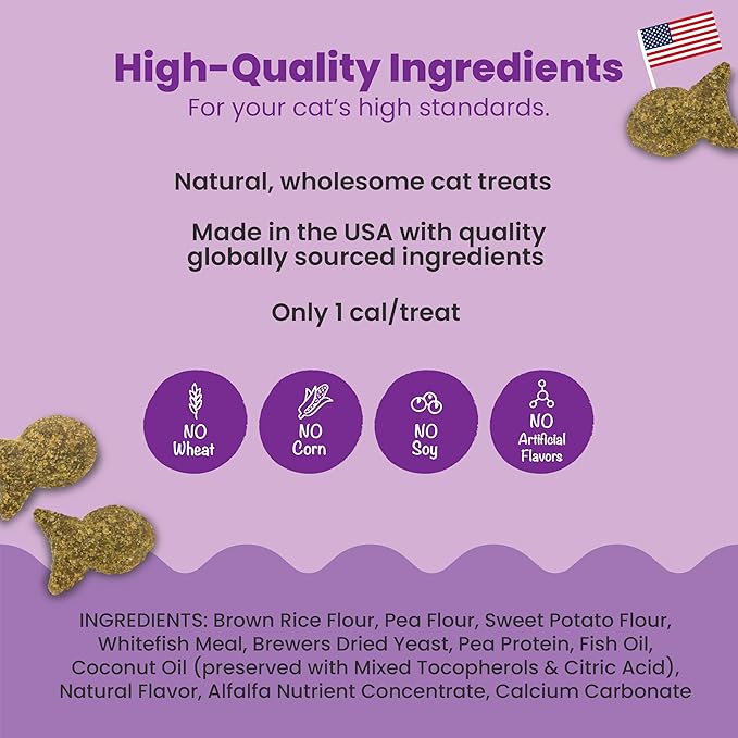 Catstages by Nina Ottosson Purrfect Bitez Natural Crunchy Cat Treats for Puzzles, Toys, Feeders, & Training, USA-Made, Real Whitefish Flavor, 4oz