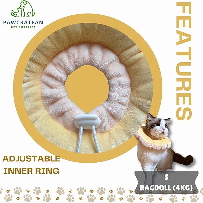 Adjustable Comfy Flower Style Elizabeth Collar for Cats Puppies Soft Recovery Cone Pet Protective Neck Collar (Yellow, Medium)