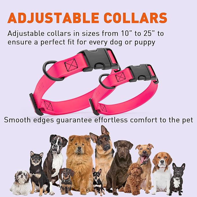 Dogline Biothane Waterproof Dog Collar with Quick Release Buckle Strong Coated Nylon Webbing with Odor- Proof for Easy Care Easy to Clean Fits Small Medium or Large Dogs, Pink 3/4" W 12-19" L