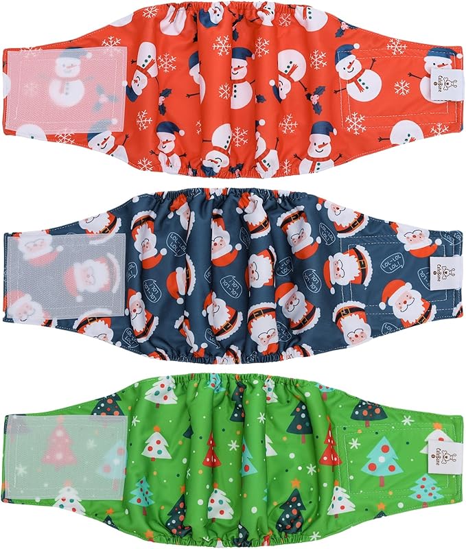 CuteBone Dog Diapers Male Belly Bands 3 Pack for Male Dogs Reusable Puppy Wraps DM62XS
