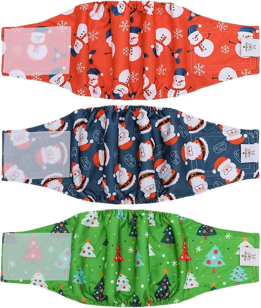 CuteBone Dog Diapers Male Belly Bands 3 Pack for Male Dogs Reusable Puppy Wraps DM62XS