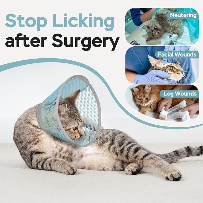 Cat Cone Collar Soft to Stop Licking After Surgery, Waterproof Lightweight Recovery Collar for Cats and Small Dogs, Elizabeth Plastic Cone Alternative, Neck Pillow to Prevent Scratches