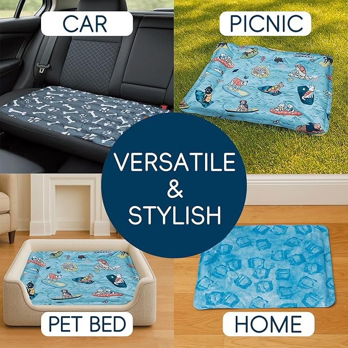 Cooling Pad for Dog,Instant Pet Cool Mat for Puppy,Comfortable Cool Pet Mat for Cat.Portable Dog Bed for Summer. Suitable for Outdoor Summer Crate Pad.Long Time Cooling.Animal(Size-M 15.7 * 19.7in)
