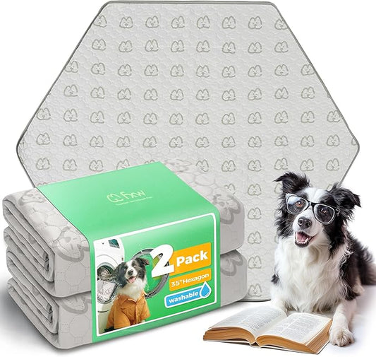 FXW Washable Pee Pads for Dogs, Puppy Pads with Super Absorbent, Specifically Designed for FXW Rollick/Homeplus 32/40/45inch 6 Panels Dog Playpen, 35" Hexagon, Khaki, 2 Packs
