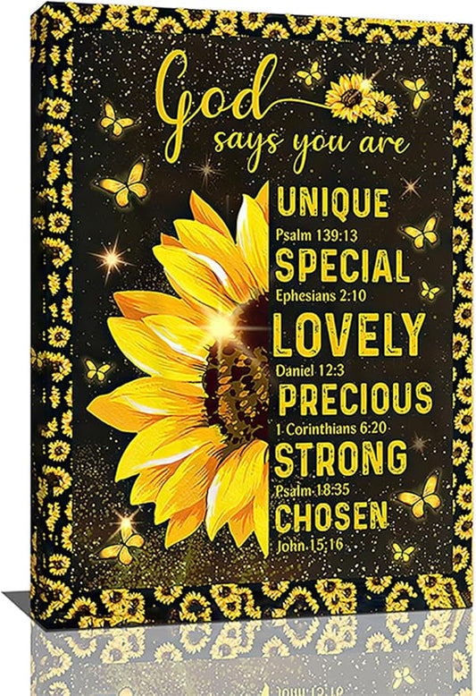 Christian Sunflower Bathroom Pictures Wall Art, Bible Verse Bathroom Wall Decor for Bedroom Office Wall Decorations for Bathroom Living Room Painting Artwork Modern Poster Prints 24"L x 16"W