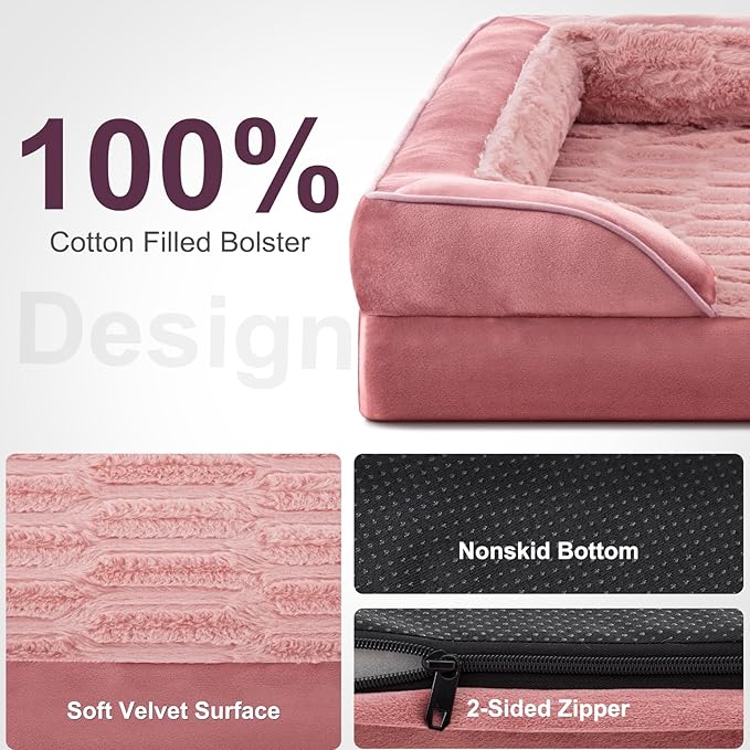 FURTIME Orthopedic Bed for Large Dogs, XL Washable Dog Beds Large Sized Dog, Comfy Supportive Foam Pet Couch Bed with Removable Washable Cover, Waterproof Extra Large Sofa Bed Foam and Nonskid Bottom