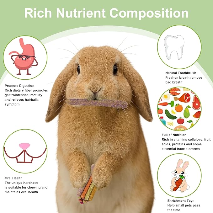 70PCS Rabbit Chew Sticks, Bunny Guinea Pig Toys for Teeth Natural Timothy Hay Sticks for Rabbit Chinchilla Guinea Pig Bunny Hamster - Chews Toys for Small Rodents' Teeth