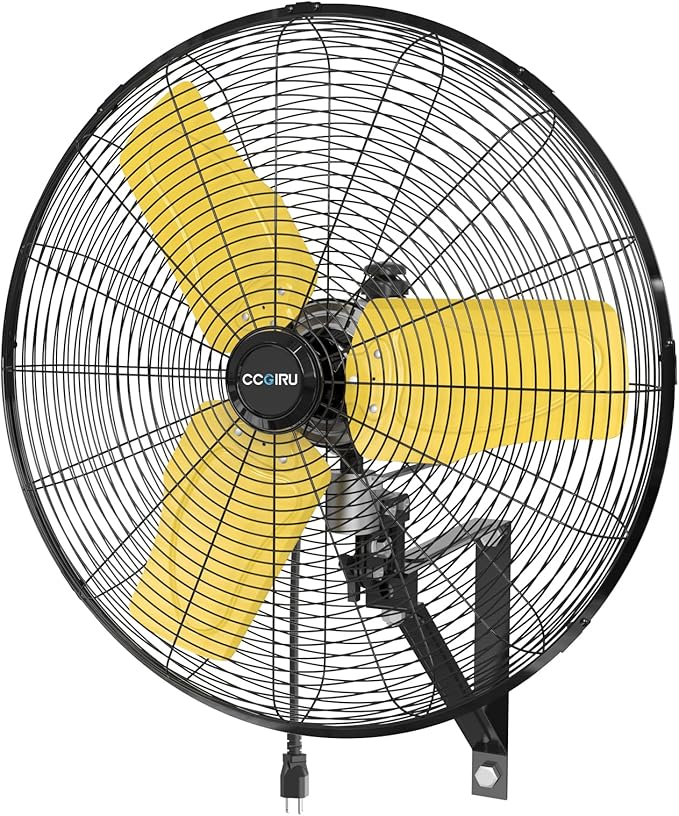 8800 CFM 24" Outdoor Commercial Wall Fan Oscillating, IP44 Waterproof Wall Mount Fan, Heavy Duty, 3 Speed, Adjustable Tilt for Factory, Warehouse, Garage, ETL Listed